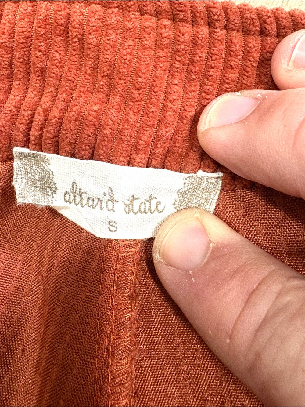 Altar’d State Sara Cord Shorts Womens S Rust High Rise Belted Corduroy - Picture 5 of 11